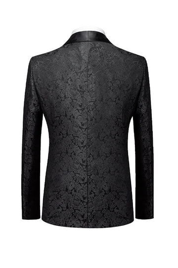 Black 3 Piece Jacquard Shawl Lapel Men's Prom Suits